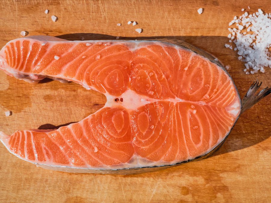 Salmon prepared for a baby