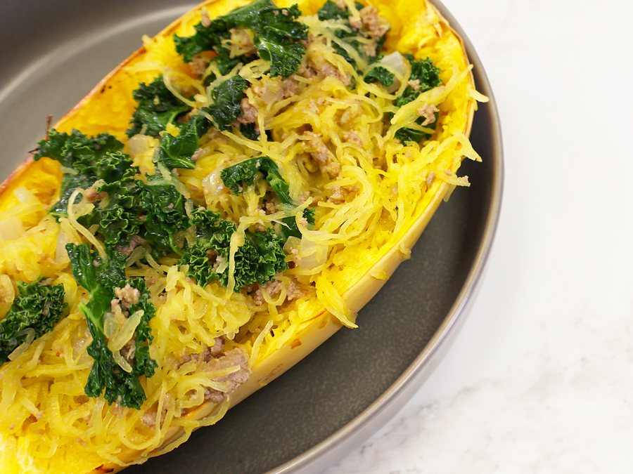 Spaghetti squash prepared for a baby