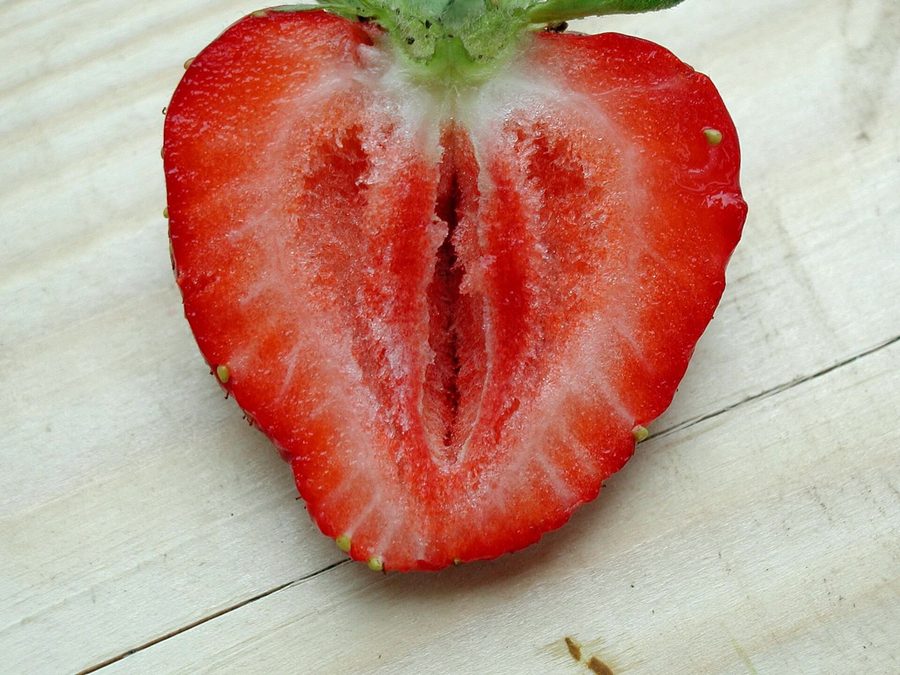 Strawberry prepared for a baby